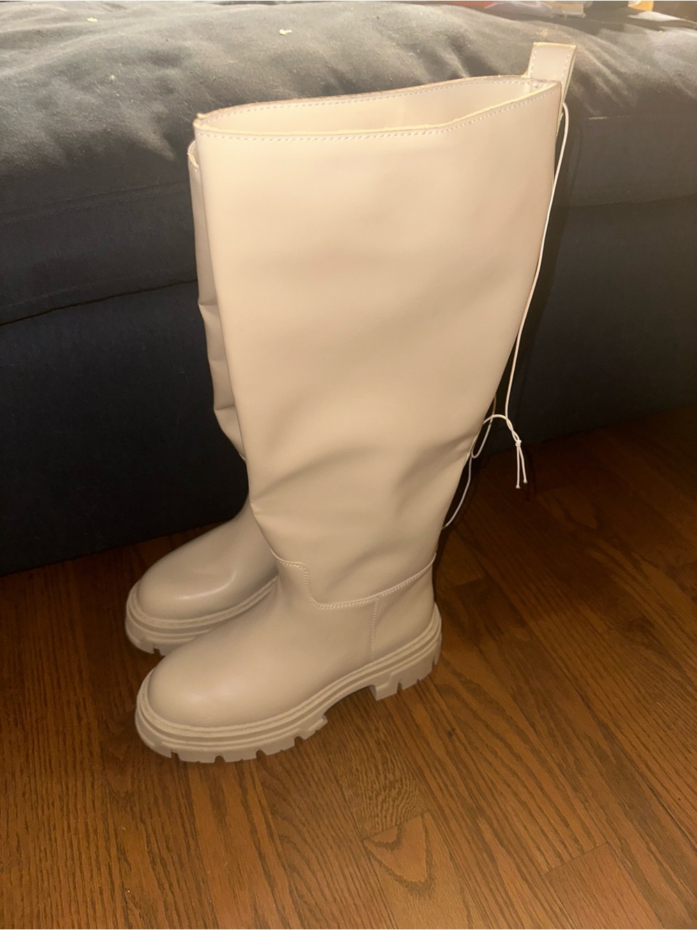 H&M Cream Over-the-Knee Chunky Sole Boots